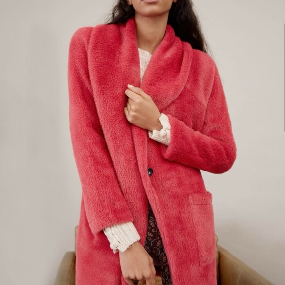 Anthropologie x Sanctuary oversized pink plush faux fur shawl coat, size xs - Picture 1 of 14